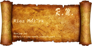 Riez Márk névjegykártya